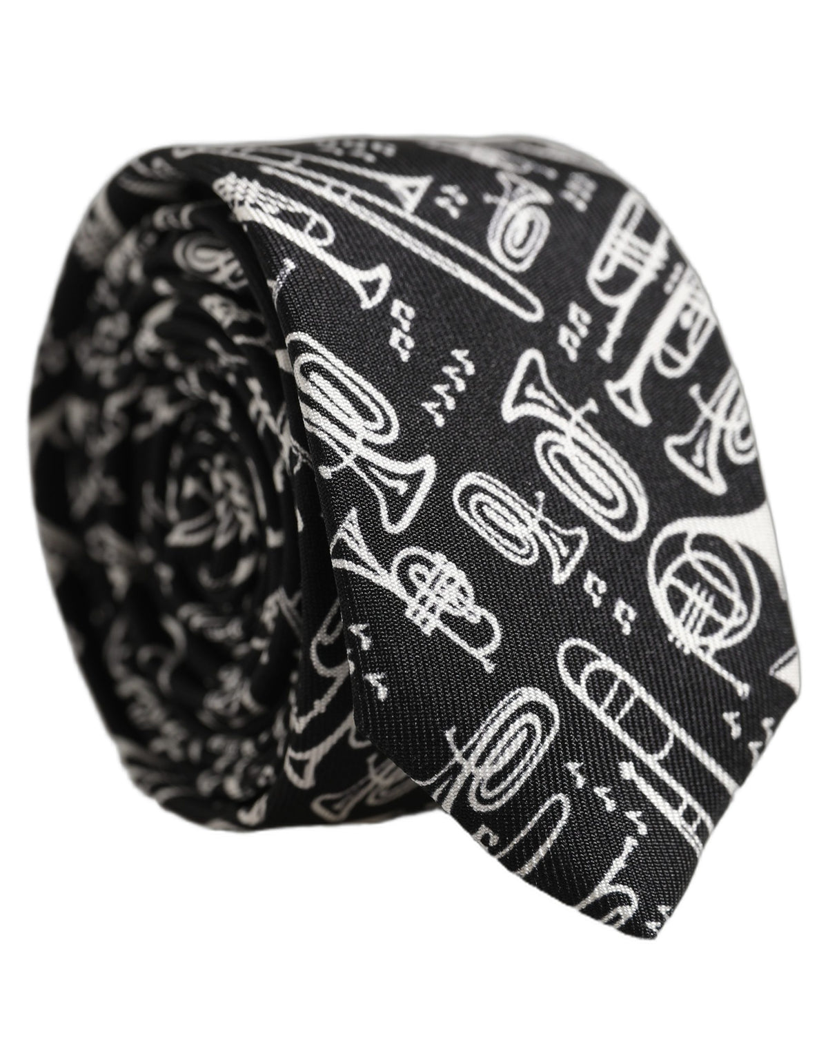 Dolce & Gabbana Dolce & Gabbana Black Musical Instrument Silk Adjustable Men'sd NeckMen's Men's Tie