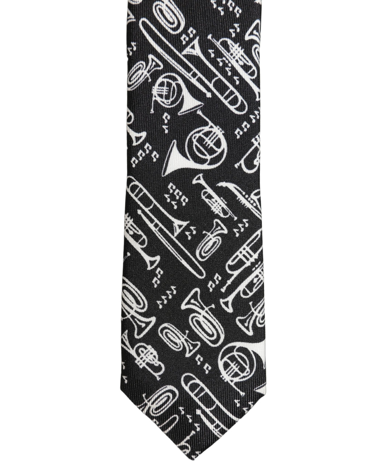 Dolce & Gabbana Dolce & Gabbana Black Musical Instrument Silk Adjustable Men'sd NeckMen's Men's Tie