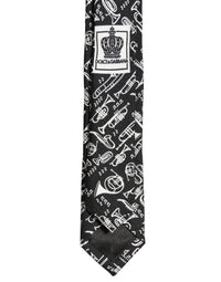 Dolce & Gabbana Dolce & Gabbana Black Musical Instrument Silk Adjustable Men'sd NeckMen's Men's Tie