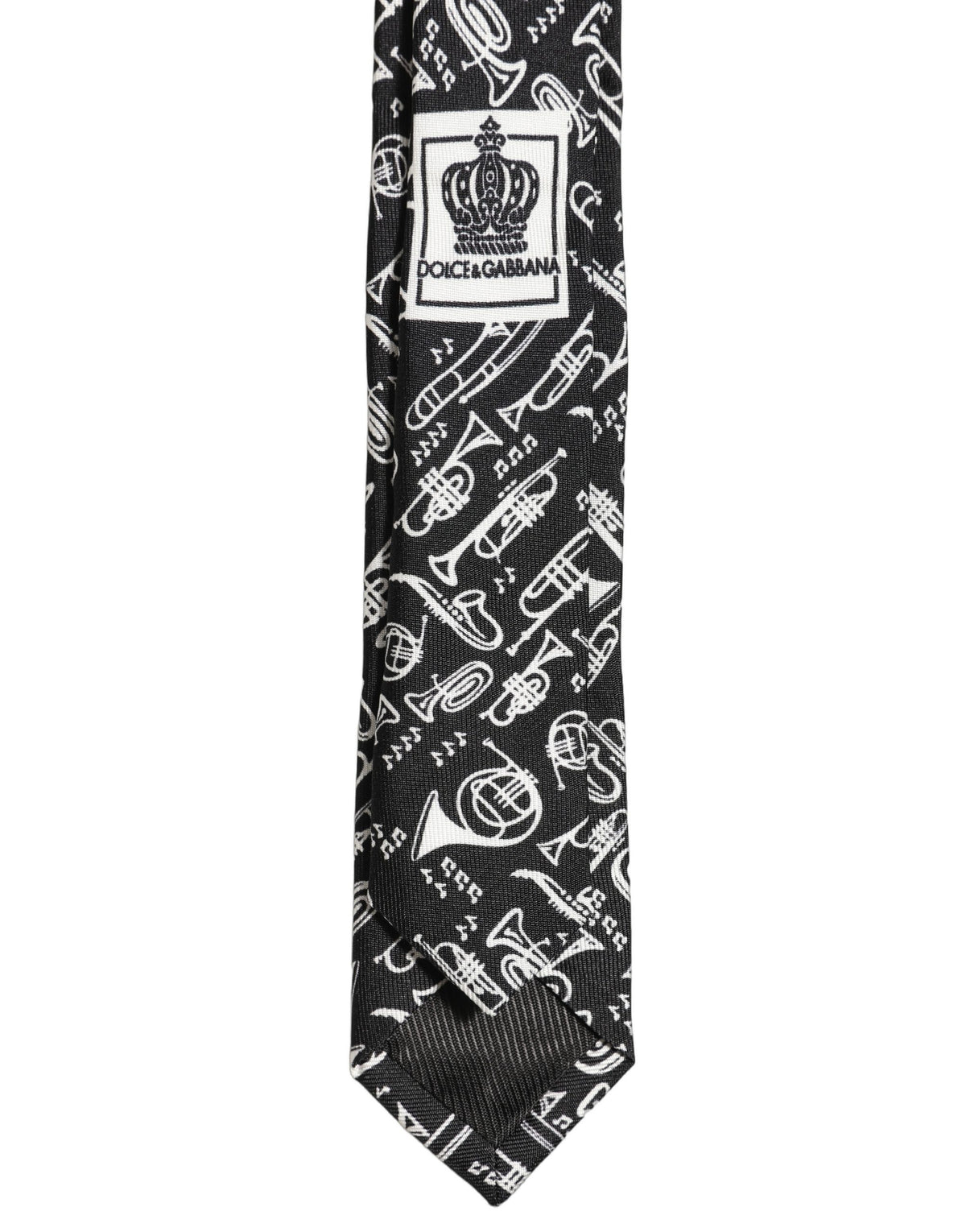 Dolce & Gabbana Dolce & Gabbana Black Musical Instrument Silk Adjustable Men'sd NeckMen's Men's Tie