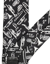 Dolce & Gabbana Dolce & Gabbana Black Musical Instrument Silk Adjustable Men'sd NeckMen's Men's Tie