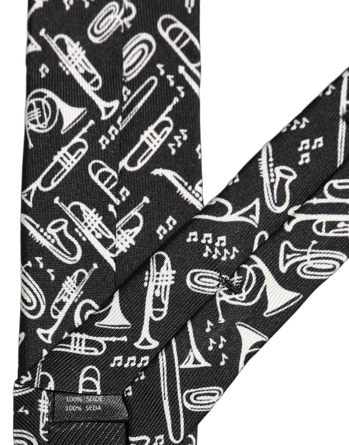 Dolce & Gabbana Dolce & Gabbana Black Musical Instrument Silk Adjustable Men'sd NeckMen's Men's Tie