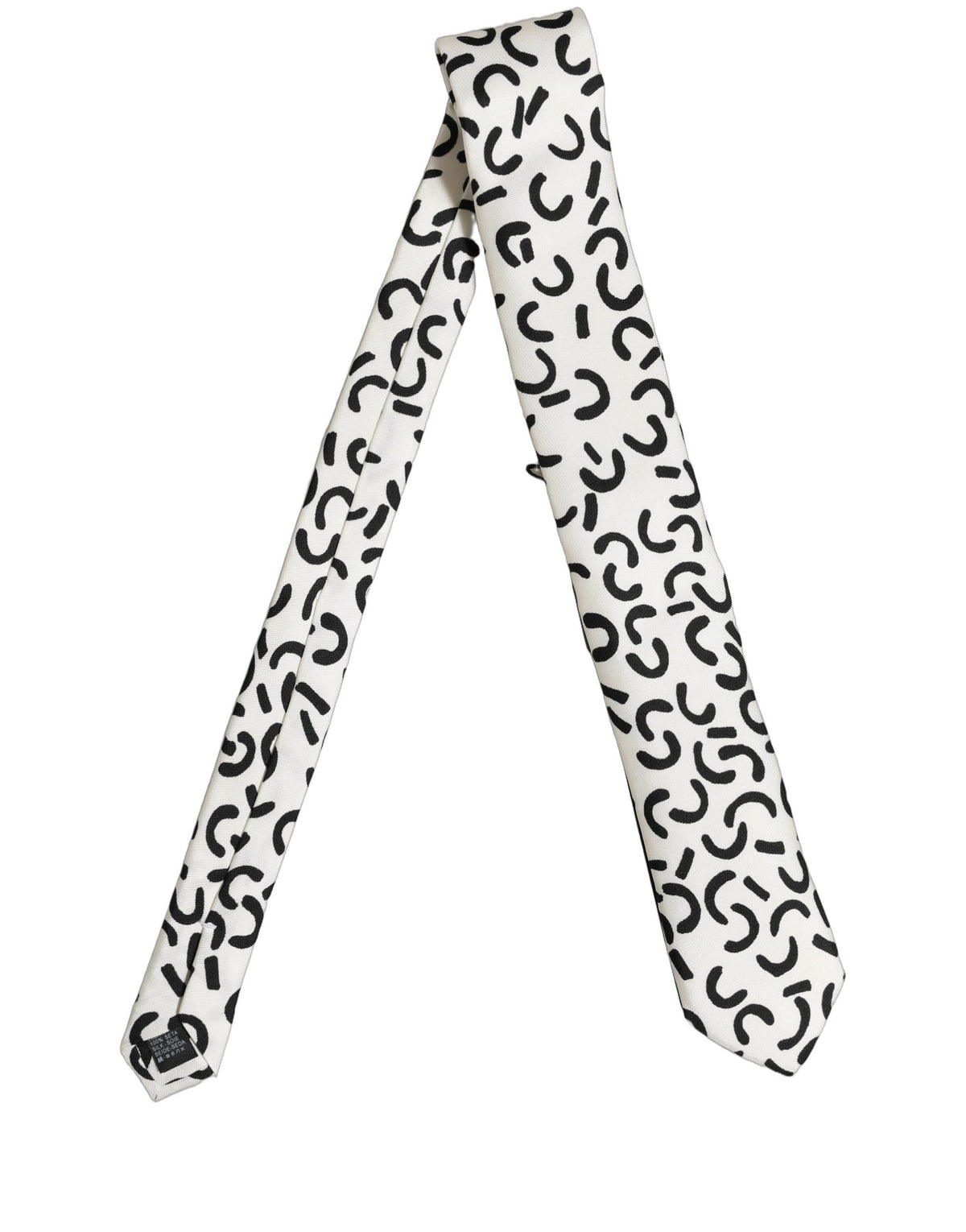 Dolce & Gabbana Dolce & Gabbana Men Cream Silk Abstract Adjustable Men'sd NeckMen's Men's Tie