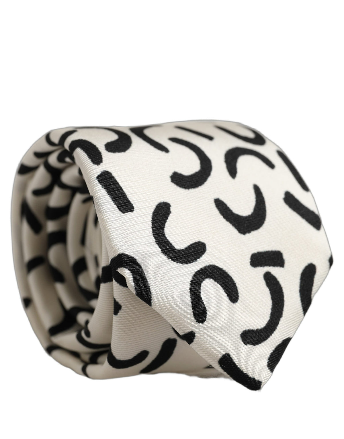 Dolce & Gabbana Dolce & Gabbana Men Cream Silk Abstract Adjustable Men'sd NeckMen's Men's Tie