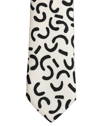 Dolce & Gabbana Dolce & Gabbana Men Cream Silk Abstract Adjustable Men'sd NeckMen's Men's Tie