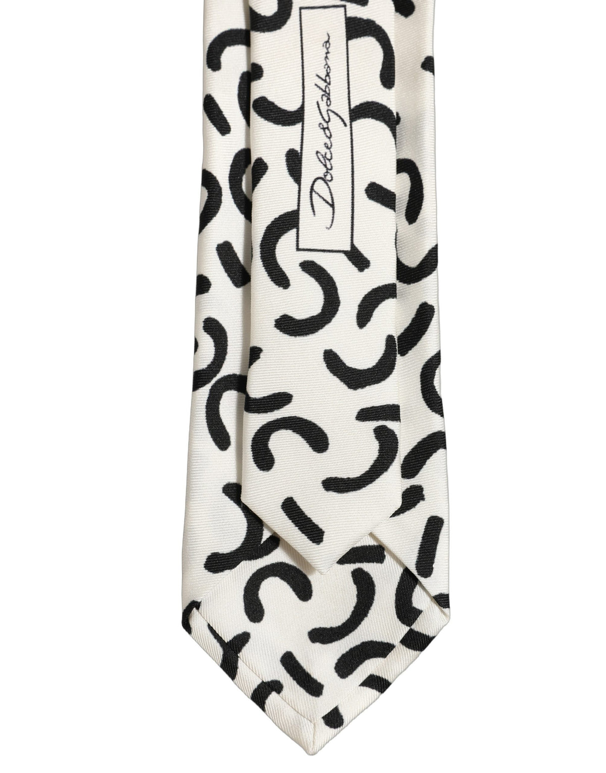 Dolce & Gabbana Dolce & Gabbana Men Cream Silk Abstract Adjustable Men'sd NeckMen's Men's Tie