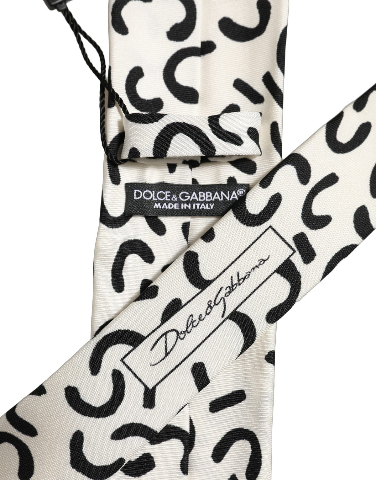 Dolce & Gabbana Dolce & Gabbana Men Cream Silk Abstract Adjustable Men'sd NeckMen's Men's Tie