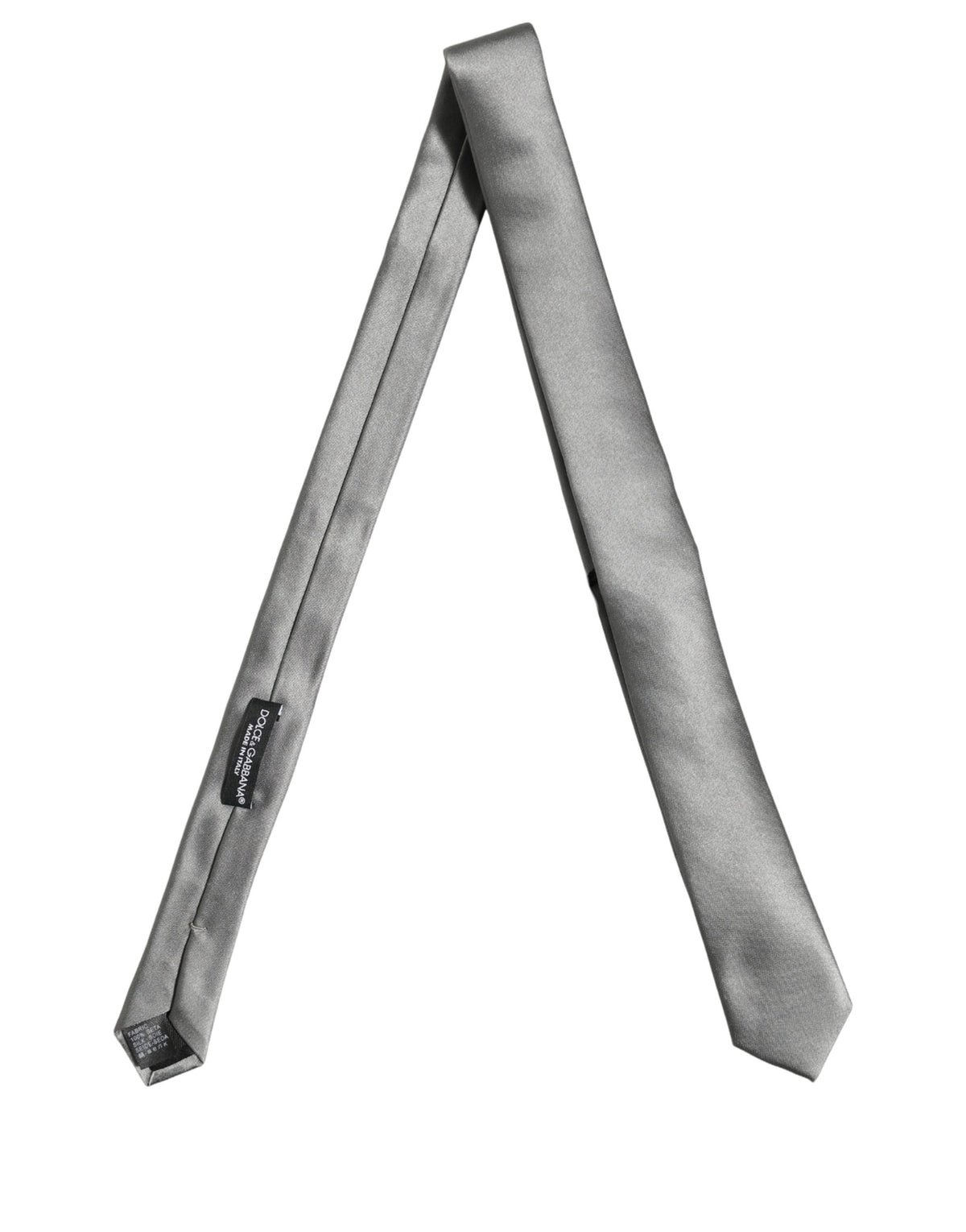 Dolce & Gabbana Dolce & Gabbana Gray Satin 100% Silk Adjustable Men'sd Men NeckMen's Men's Tie