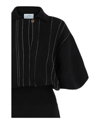 Ferragamo Womens Contrast Stitch Knit Dress