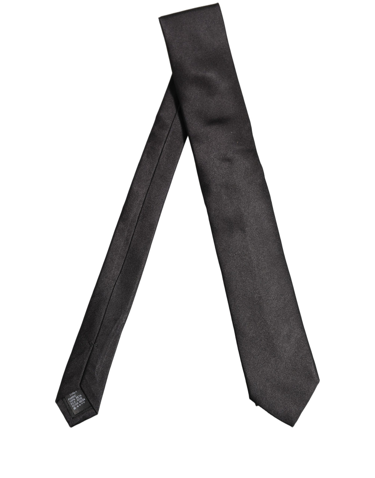 Dolce & Gabbana Dolce & Gabbana Black Satin 100% Silk Adjustable Men'sd Men NeckMen's Men's Tie