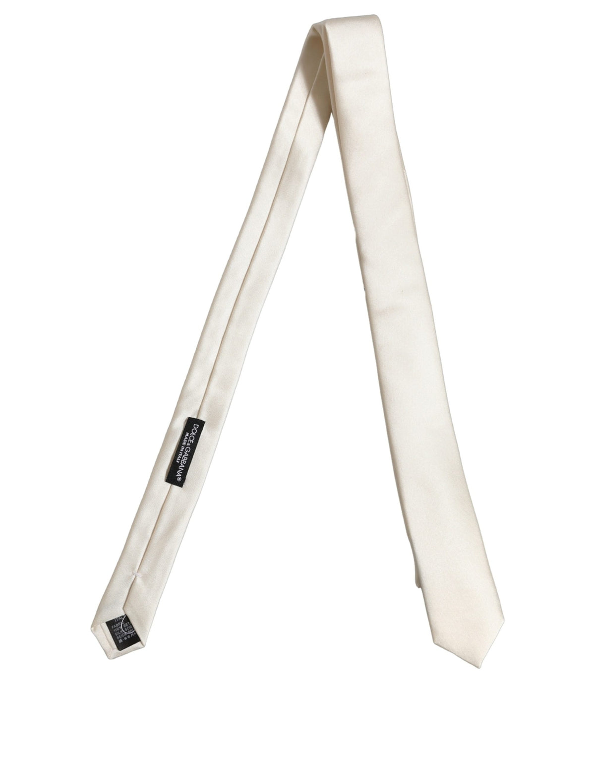 Dolce & Gabbana Dolce & Gabbana Cream Satin 100% Silk Adjustable Men'sd Men NeckMen's Men's Tie