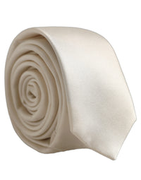 Dolce & Gabbana Dolce & Gabbana Cream Satin 100% Silk Adjustable Men'sd Men NeckMen's Men's Tie