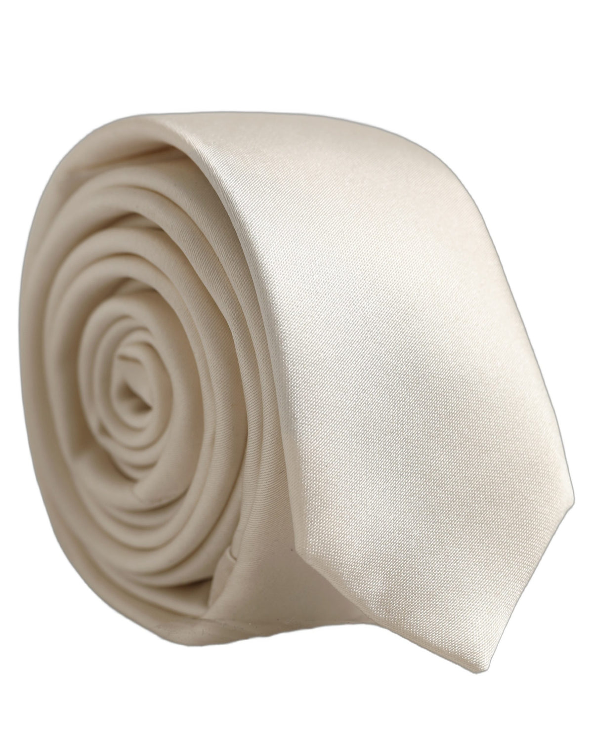 Dolce & Gabbana Dolce & Gabbana Cream Satin 100% Silk Adjustable Men'sd Men NeckMen's Men's Tie