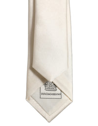 Dolce & Gabbana Dolce & Gabbana Cream Satin 100% Silk Adjustable Men'sd Men NeckMen's Men's Tie