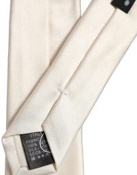 Dolce & Gabbana Dolce & Gabbana Cream Satin 100% Silk Adjustable Men'sd Men NeckMen's Men's Tie