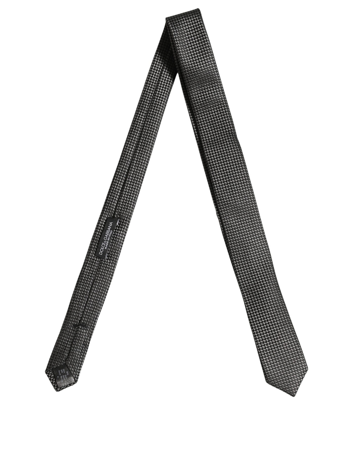 Dolce & Gabbana Dolce & Gabbana Dark Gray Textured Silk Adjustable NeckMen's Accessory Men's Tie