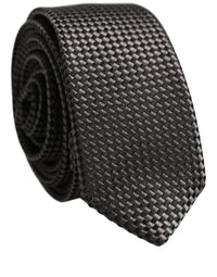 Dolce & Gabbana Dolce & Gabbana Dark Gray Textured Silk Adjustable NeckMen's Accessory Men's Tie