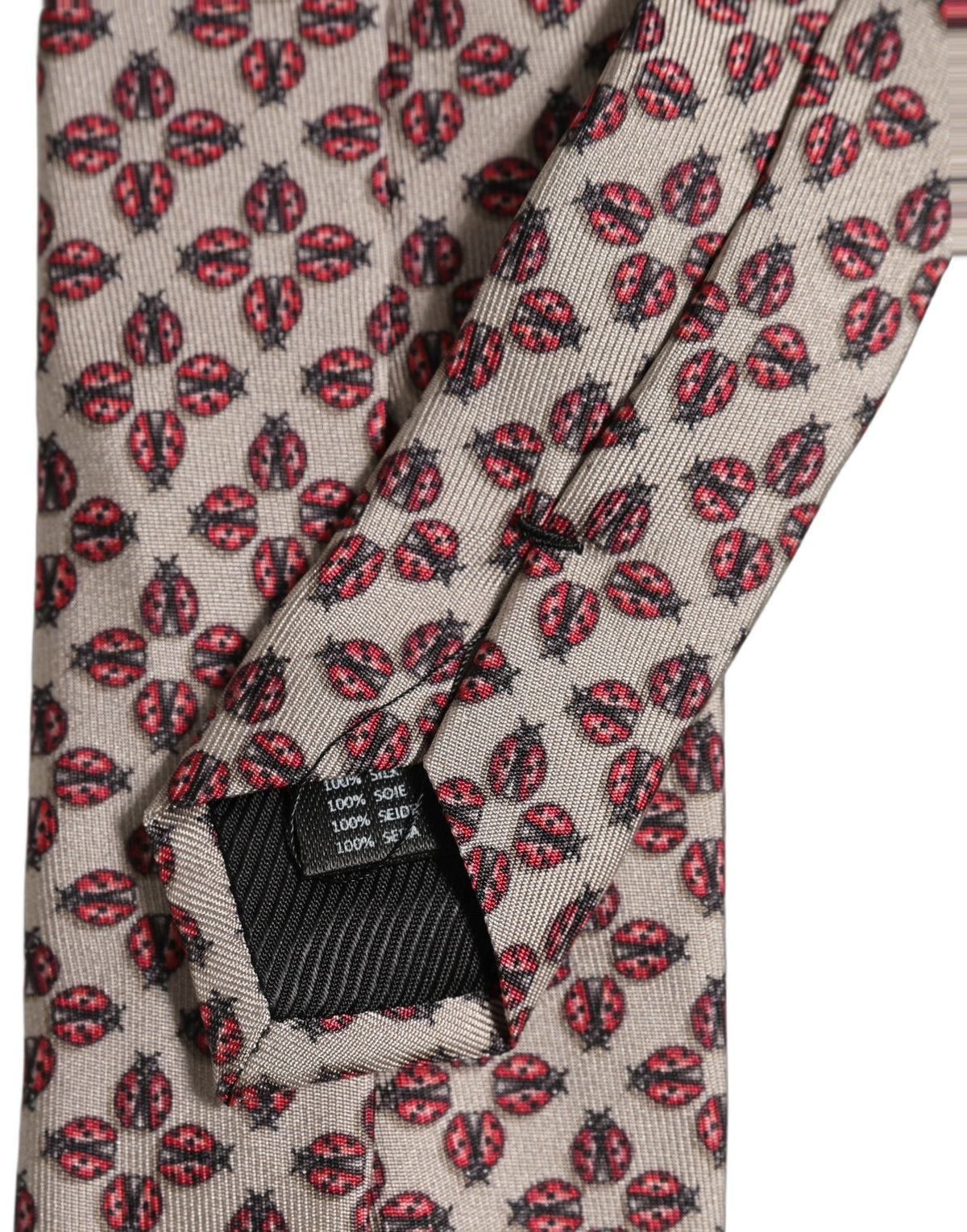 Dolce & Gabbana Dolce & Gabbana Beige Lady Bug Silk Adjustable NeckMen's Men Accessory Men's Tie