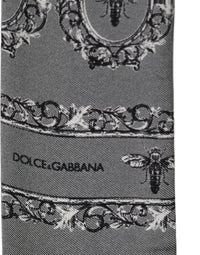 Dolce & Gabbana Dolce & Gabbana Men Gray Bee Silk Skinny Twilly Foulard Men's Scarf