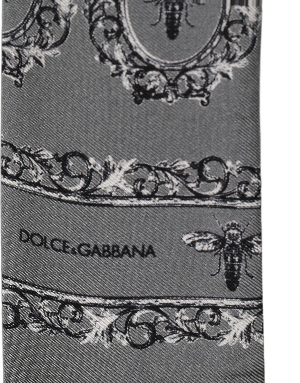 Dolce & Gabbana Dolce & Gabbana Men Gray Bee Silk Skinny Twilly Foulard Men's Scarf