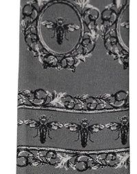 Dolce & Gabbana Dolce & Gabbana Men Gray Bee Silk Skinny Twilly Foulard Men's Scarf
