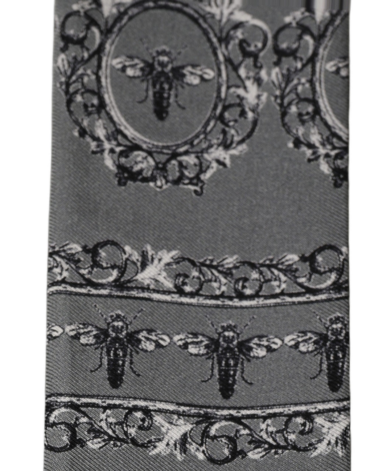 Dolce & Gabbana Dolce & Gabbana Men Gray Bee Silk Skinny Twilly Foulard Men's Scarf