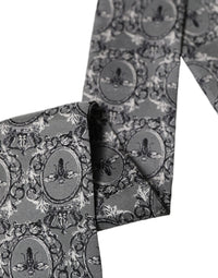 Dolce & Gabbana Dolce & Gabbana Men Gray Bee Silk Skinny Twilly Foulard Men's Scarf