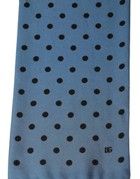 Dolce & Gabbana Dolce & Gabbana Blue Polka Dot Silk Fringed Lace Stole Men's Scarf