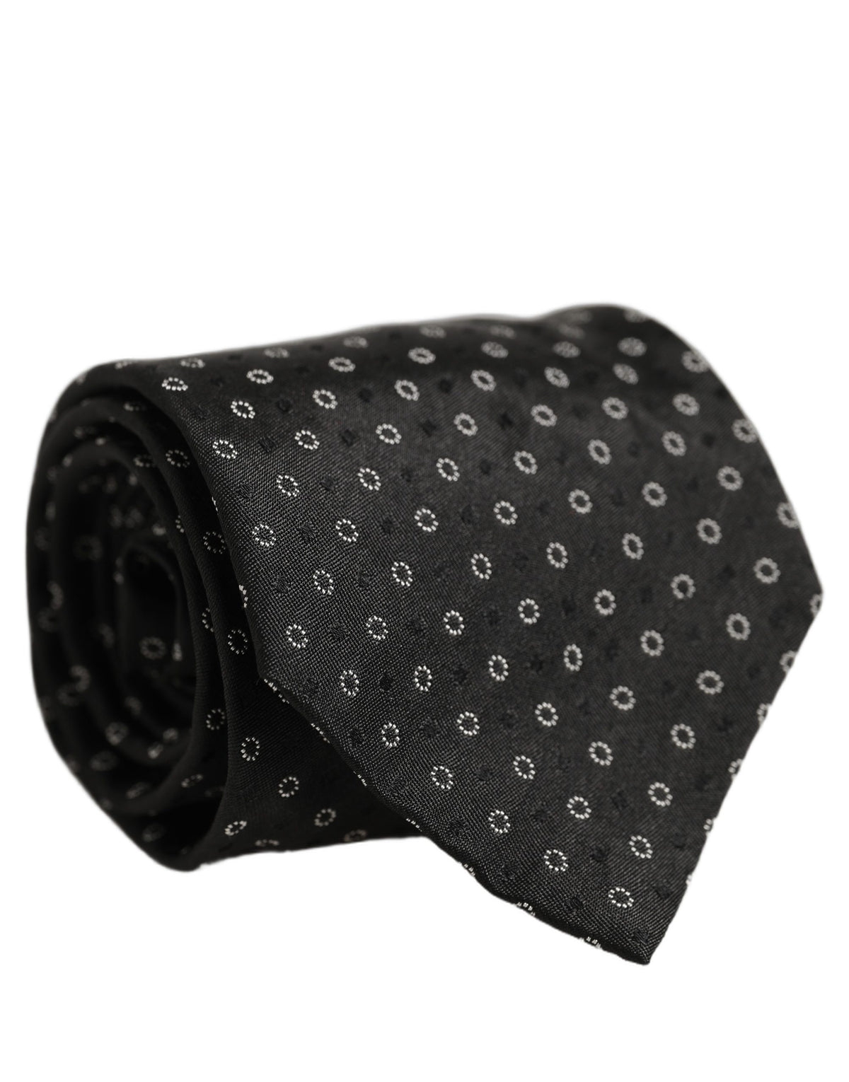 Dolce & Gabbana Dolce & Gabbana Black Geometric Circle Adjustable NeckMen's Accessory Men's Tie