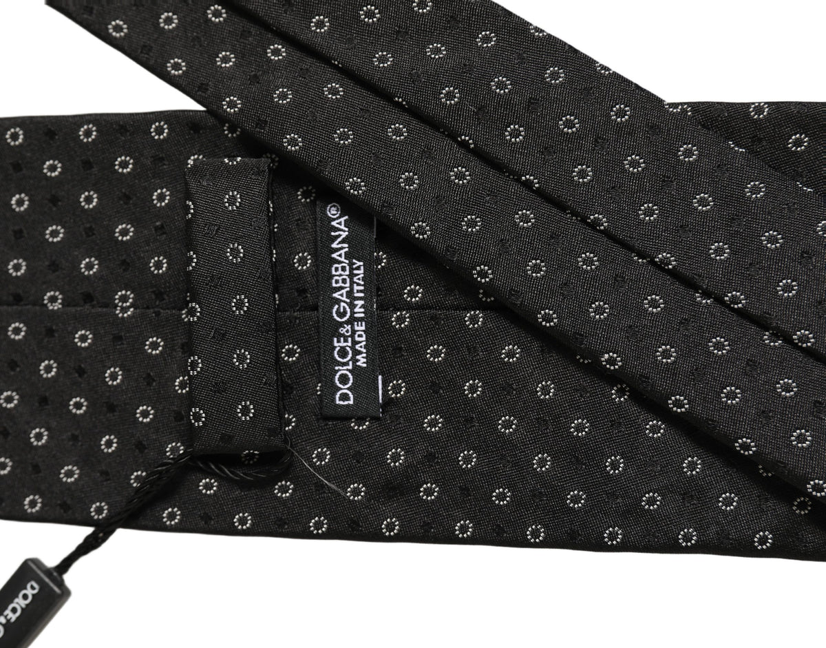 Dolce & Gabbana Dolce & Gabbana Black Geometric Circle Adjustable NeckMen's Accessory Men's Tie