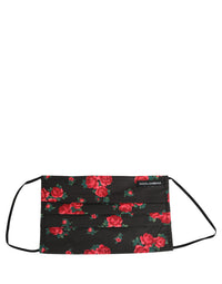 Dolce & Gabbana Dolce & Gabbana Black Floral Print Pleated Elastic Ear Strap Face Men's Mask
