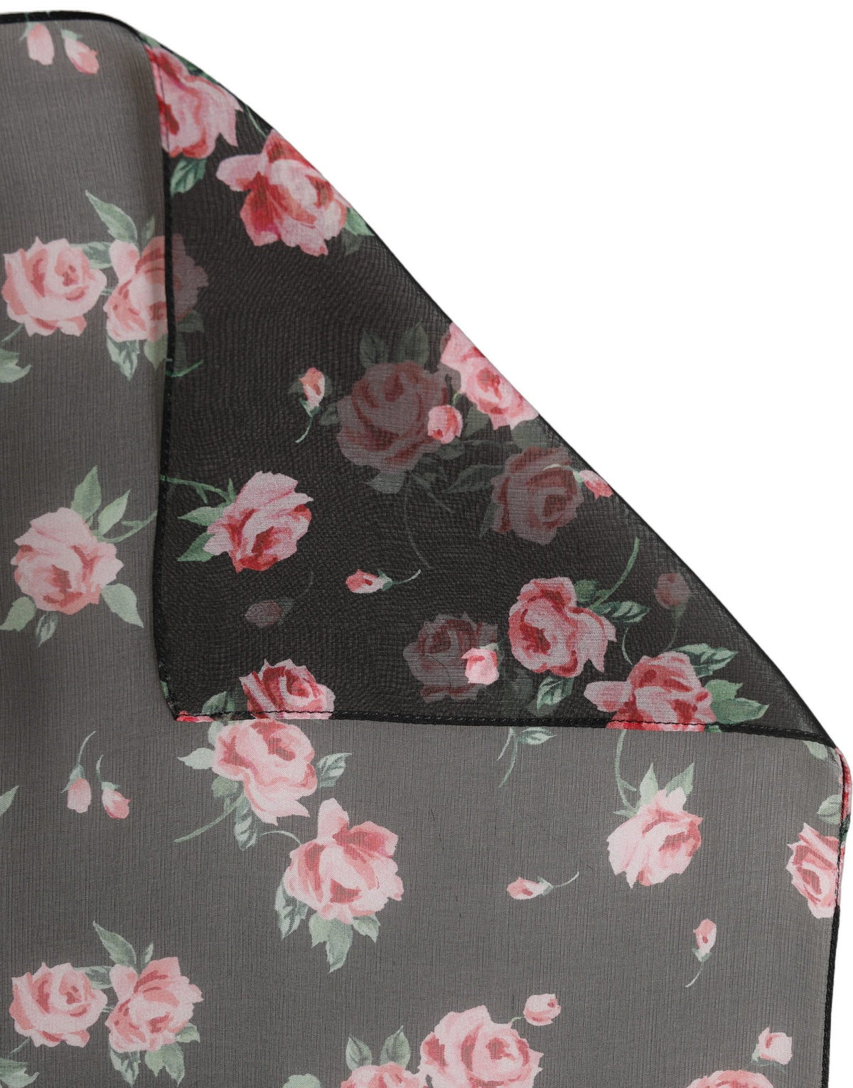 Dolce & Gabbana Dolce & Gabbana Black Silk Floral Chiffon Long Stole Women's Scarf