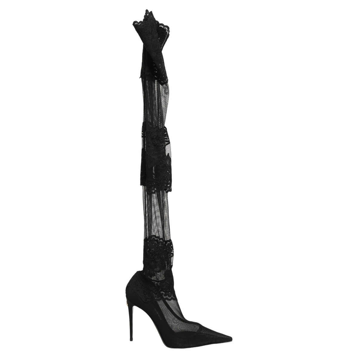 Dolce & Gabbana Dolce & Gabbana Black Over The Knee Sock Pumps Boots Women's Shoes