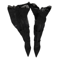 Dolce & Gabbana Dolce & Gabbana Black Over The Knee Sock Pumps Boots Women's Shoes