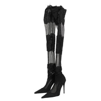 Dolce & Gabbana Dolce & Gabbana Black Over The Knee Sock Pumps Boots Women's Shoes