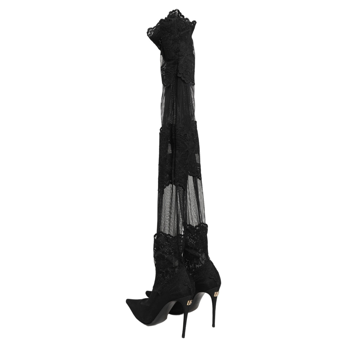 Dolce & Gabbana Dolce & Gabbana Black Over The Knee Sock Pumps Boots Women's Shoes