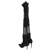 Dolce & Gabbana Dolce & Gabbana Black Over The Knee Sock Pumps Boots Women's Shoes