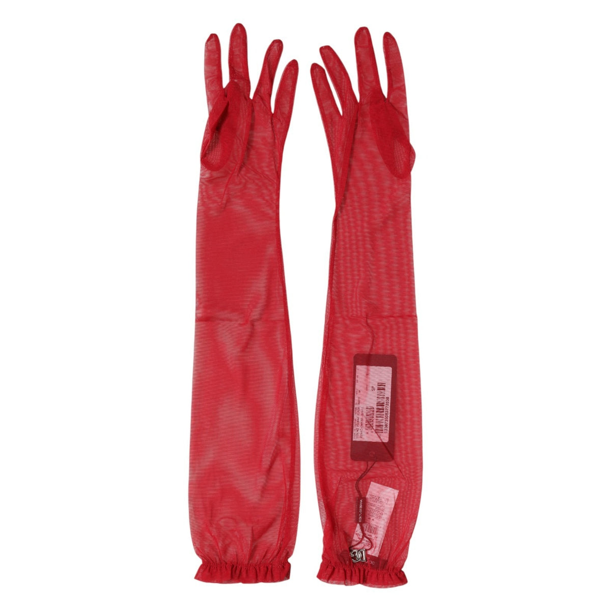 Dolce & Gabbana Dolce & Gabbana Red Acetate Sheer Elbow Length Mitten Women's Gloves