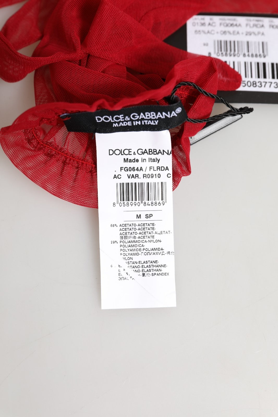 Dolce & Gabbana Dolce & Gabbana Red Acetate Sheer Elbow Length Mitten Women's Gloves