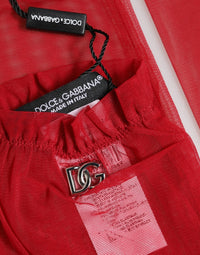 Dolce & Gabbana Dolce & Gabbana Red Acetate Sheer Elbow Length Mitten Women's Gloves