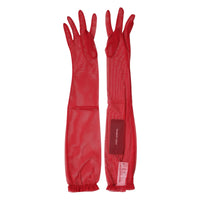 Dolce & Gabbana Dolce & Gabbana Red Acetate Sheer Elbow Length Mitten Women's Gloves