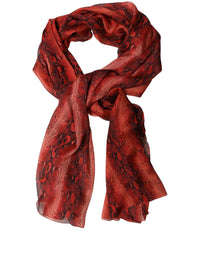 Dolce & Gabbana Dolce & Gabbana Red Black Printed Silk Sheer Foulard Women's Scarf