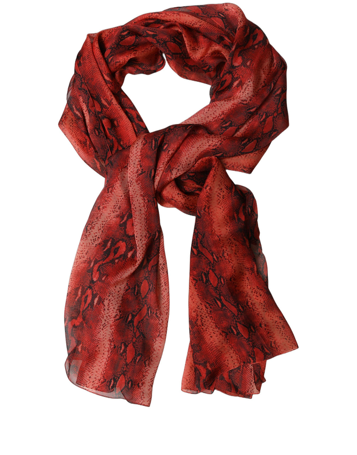 Dolce & Gabbana Dolce & Gabbana Red Black Printed Silk Sheer Foulard Women's Scarf