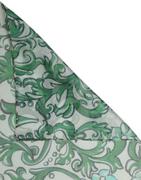 Dolce & Gabbana Dolce & Gabbana Green Silk Floral Print Square Foulard Women's Scarf