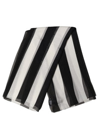 Dolce & Gabbana Dolce & Gabbana Black White Stripe Silk Square Foulard Women's Scarf