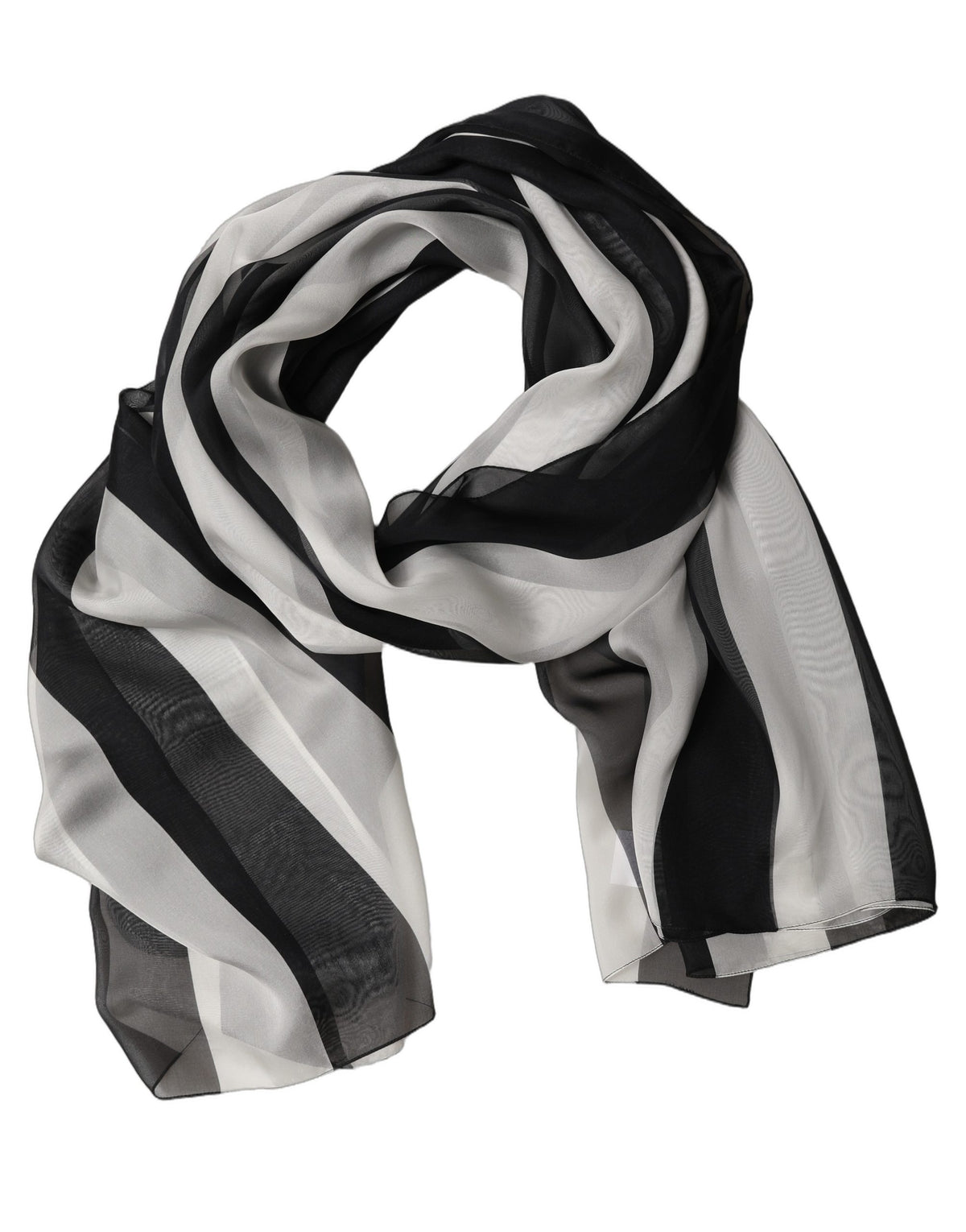 Dolce & Gabbana Dolce & Gabbana Black White Stripe Silk Shawl Stole Women's Scarf