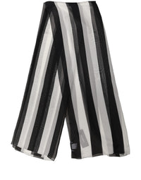 Dolce & Gabbana Dolce & Gabbana Black White Stripe Silk Shawl Stole Women's Scarf