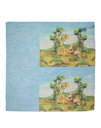 Dolce & Gabbana Dolce & Gabbana Light Blue Silk Landscape Foulard Women's Scarf