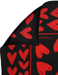 Dolce & Gabbana Dolce & Gabbana Black Red Silk Hearts Square Foulard Women's Scarf
