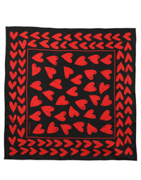 Dolce & Gabbana Dolce & Gabbana Black Red Silk Hearts Square Foulard Women's Scarf